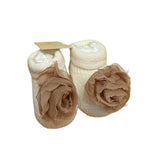 Calzini Scarpine Neonato in Maglia Panna con Fiore Beige Ivory