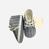 Scarpine Neonato Grigie a Righe con Lacci Bianchi Baby Graziella