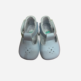 Scarpine Neonato Azzurre con Cinturino e Fiore Traforato