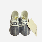 Scarpine Neonato Grigie a Righe con Lacci Bianchi Baby Graziella
