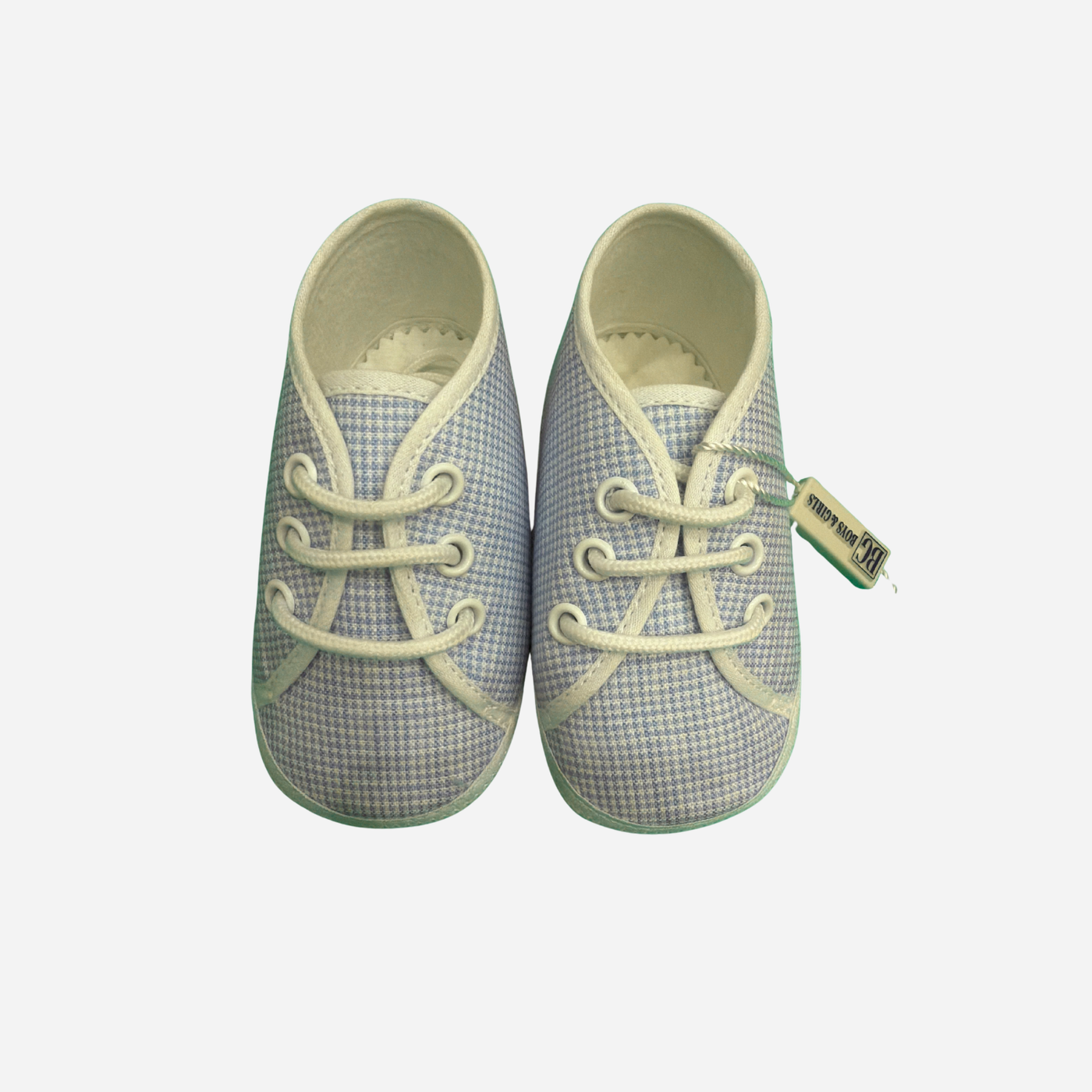 Scarpine Neonato Azzurre Vichy con Lacci Bianchi Baby Graziella