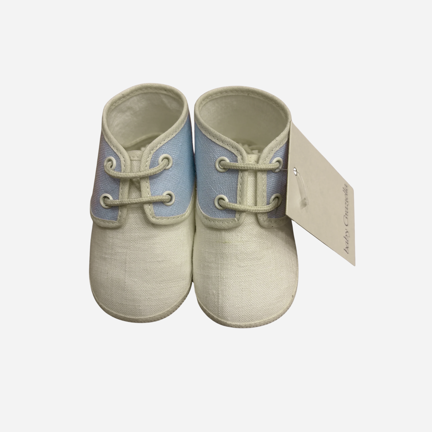 Scarpine Neonato Panna e Azzurre con Lacci Baby Graziella