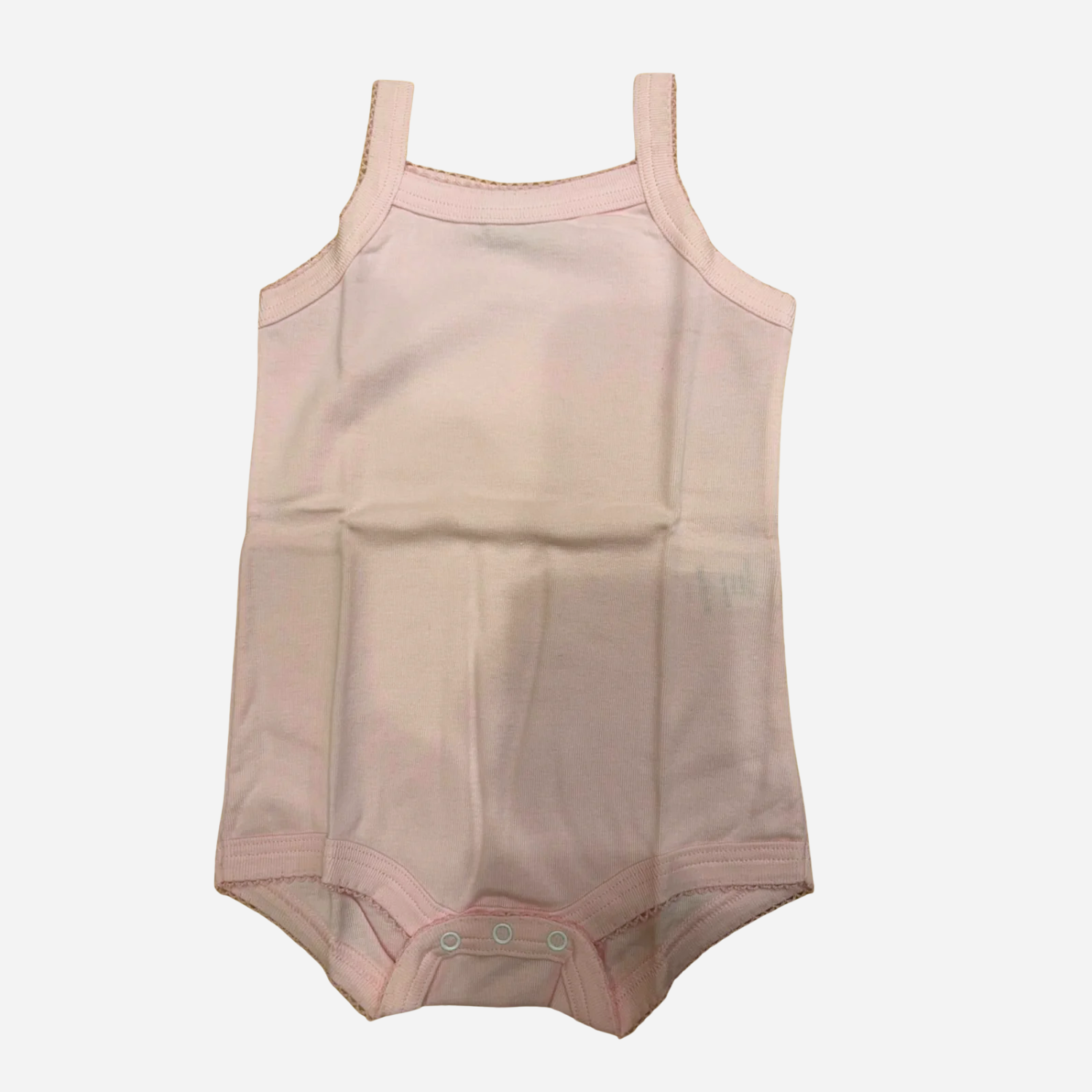 Body Neonata Rosa con Spalline e Bordo in Pizzo