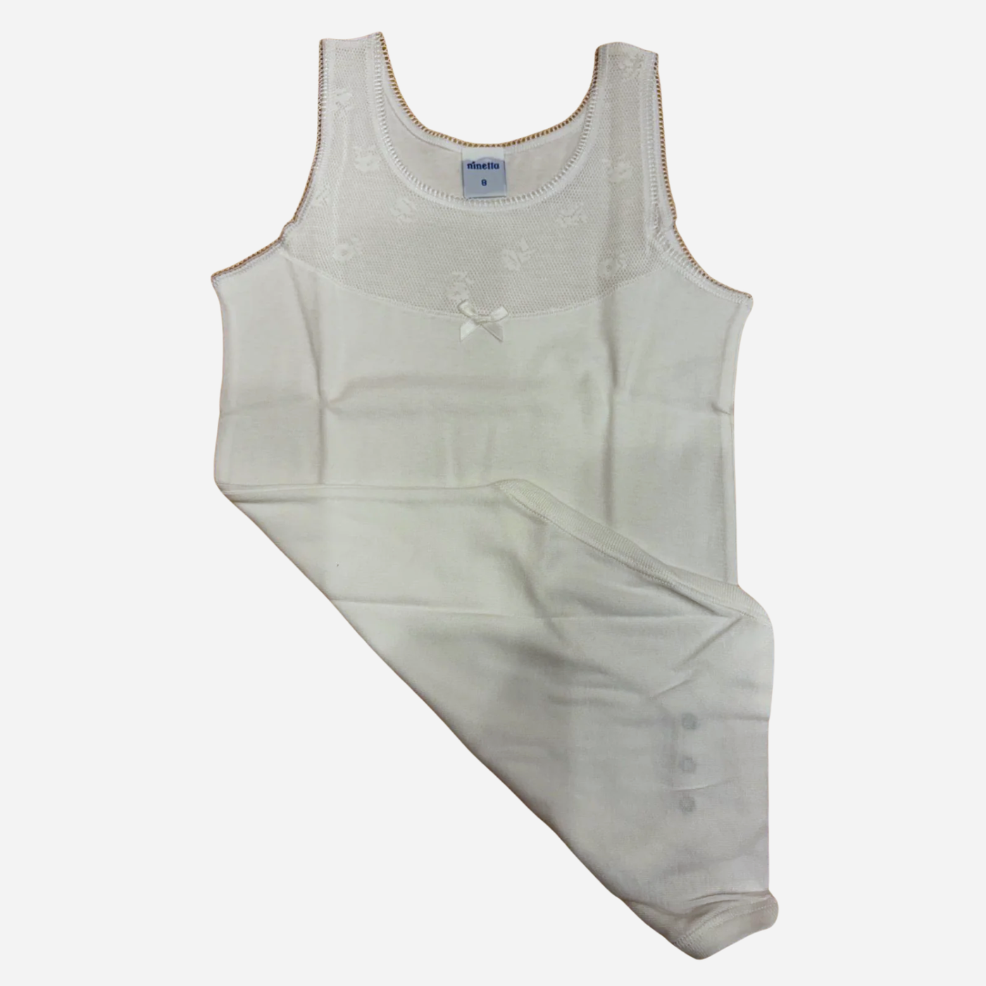 Body Neonata Bianco Panna con Pizzo e Fiocchetto