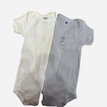 Set 2 Body Neonato Petit Bateau Bianco e Righe Grigie