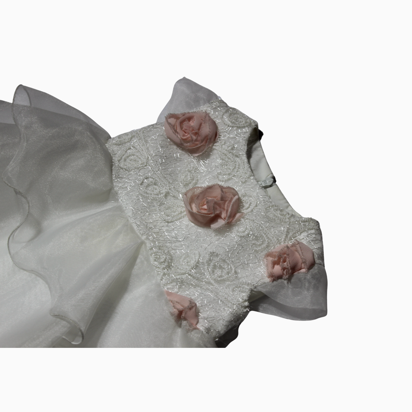 Abito - Bimbalo con Fiori Rosa e Balze in Organza