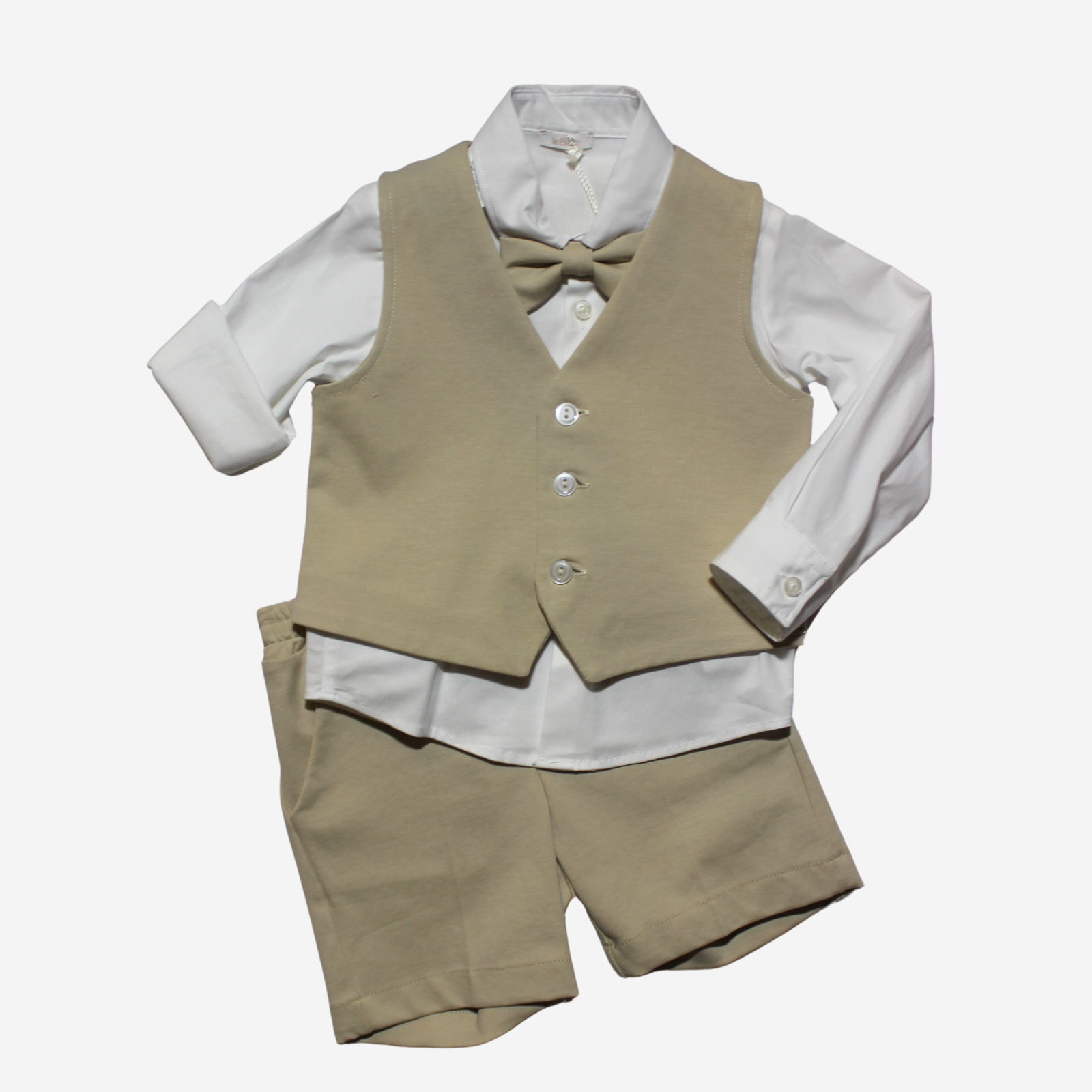 Completo - Le Bebè Beige con Gilet e Papillon