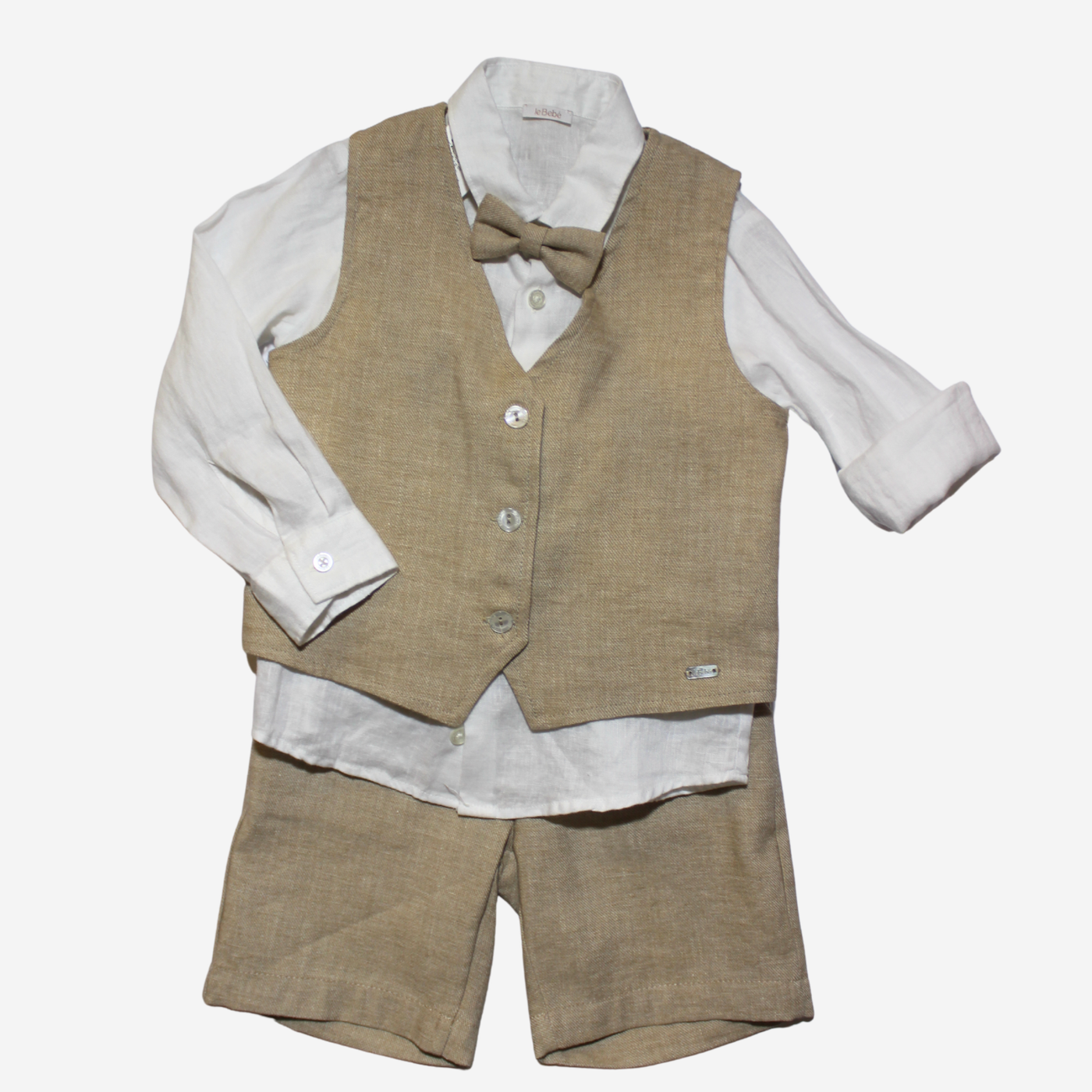 Completo - Le Bebè Beige con Gilet e Bermuda