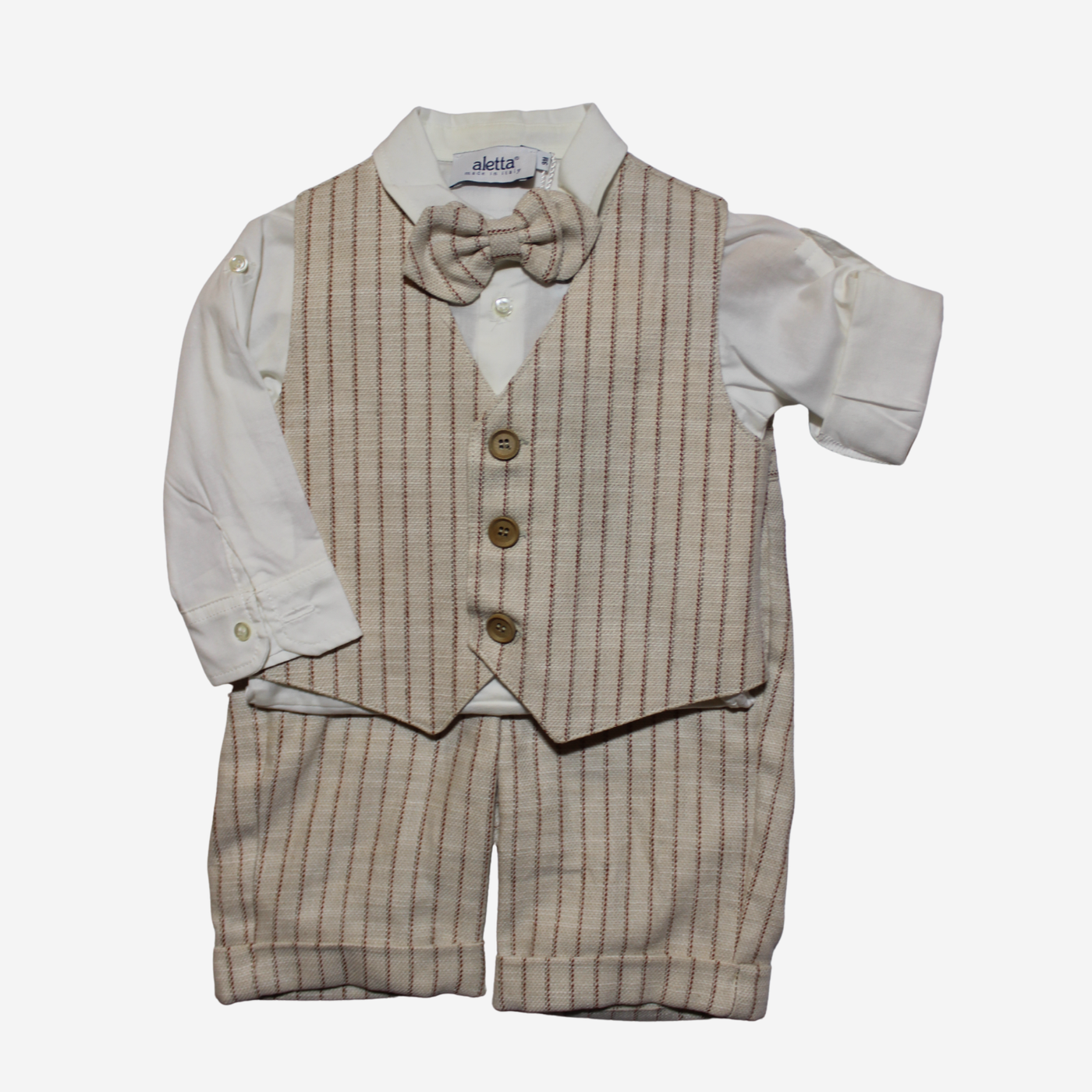 Completo - Aletta a Righe con Gilet e Papillon