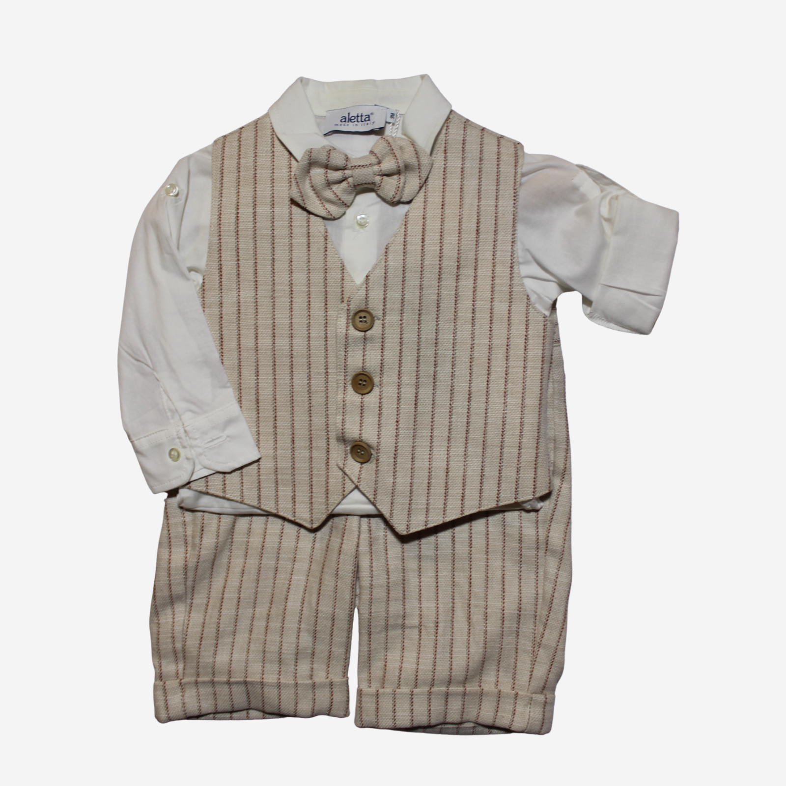 Completo - Aletta a Righe con Gilet e Papillon