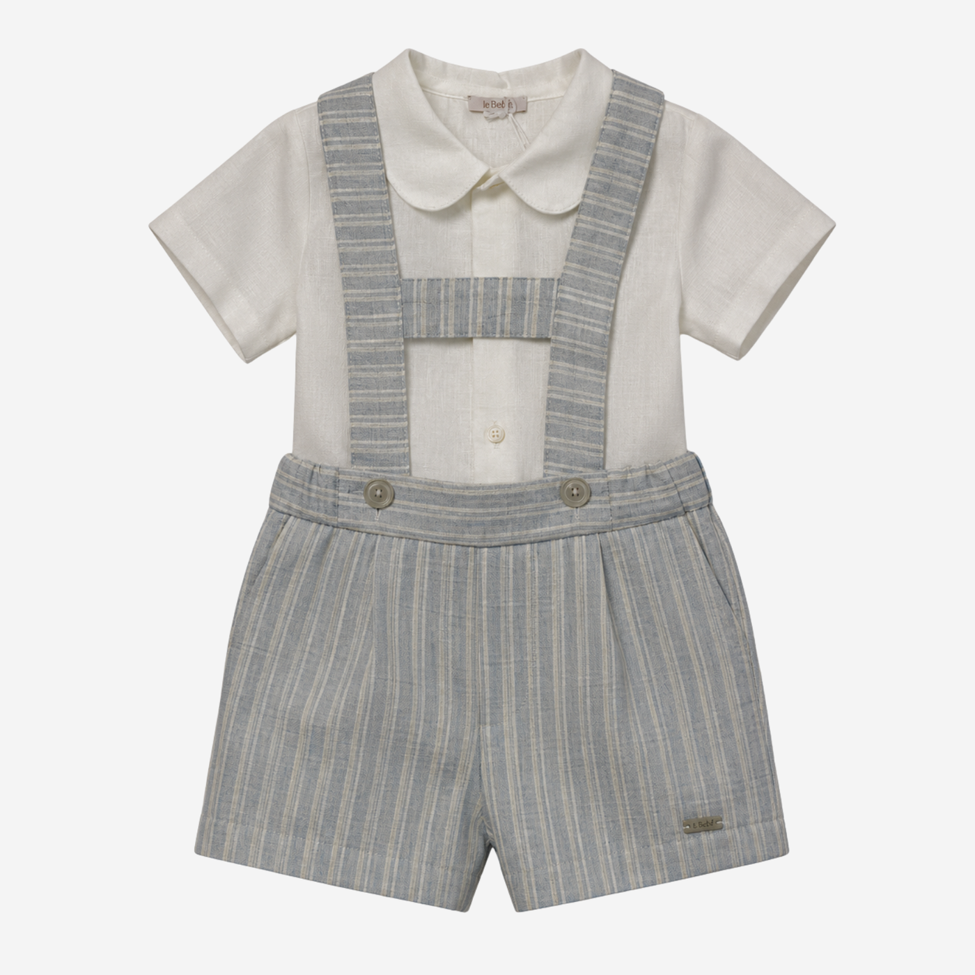 Completo Baby Le Bebè con Salopette Cielo a Righe