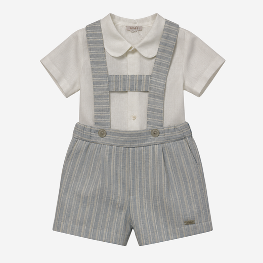 Completo Baby Le Bebè con Salopette Cielo a Righe