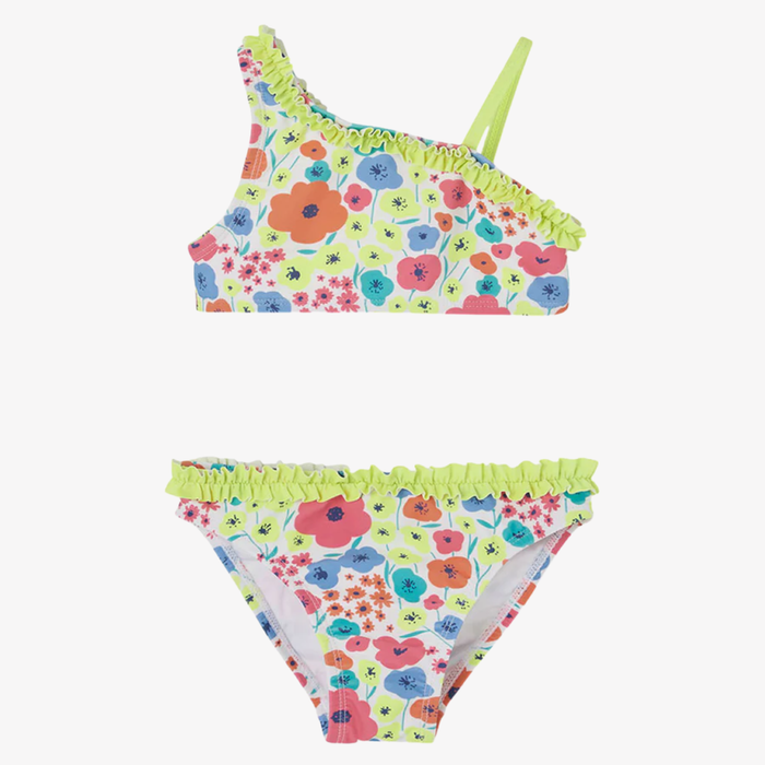 Costume Due Pezzi - Boboli Fluo con Fiori
