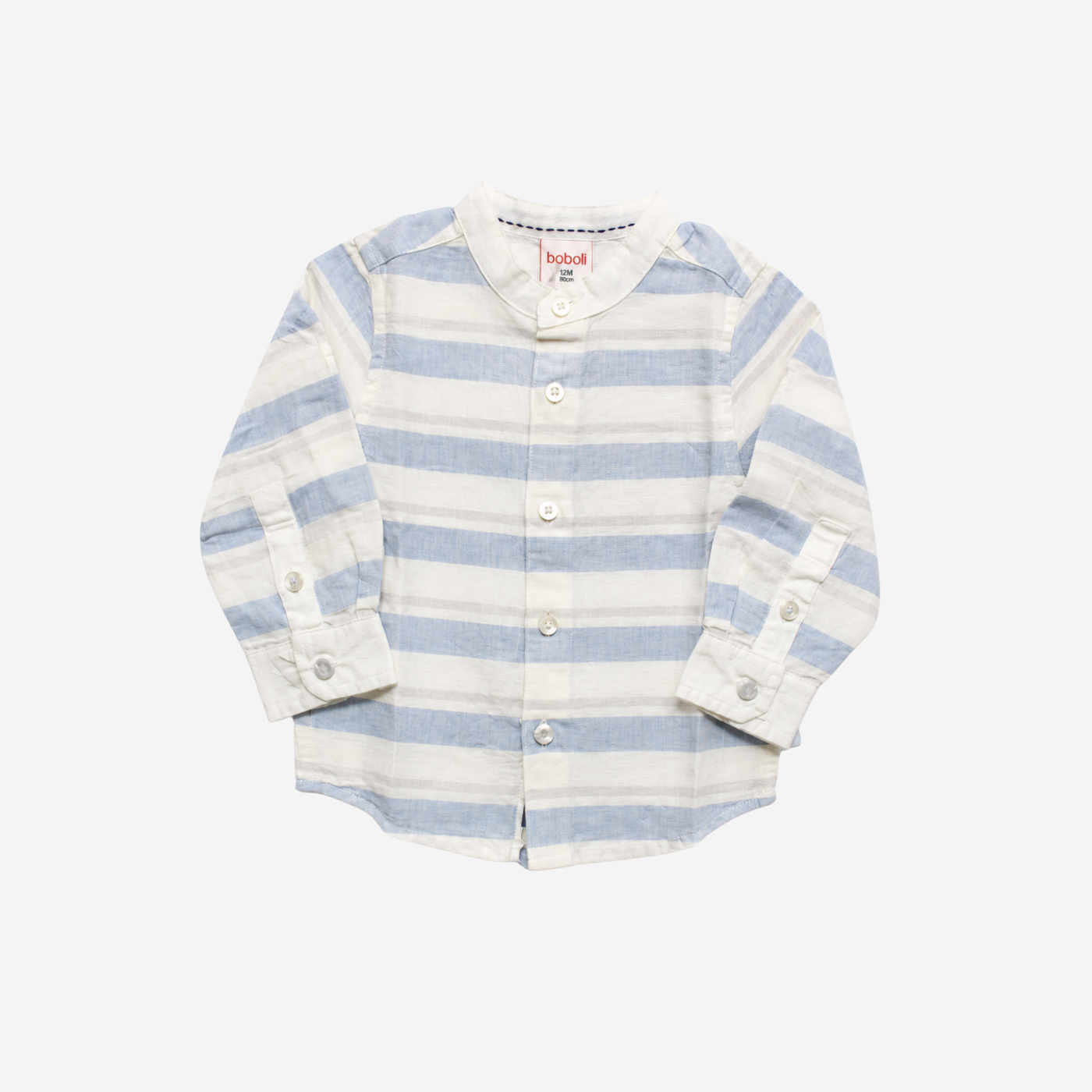 Camicia - Boboli Azzurra a Righe con Collo Coreana