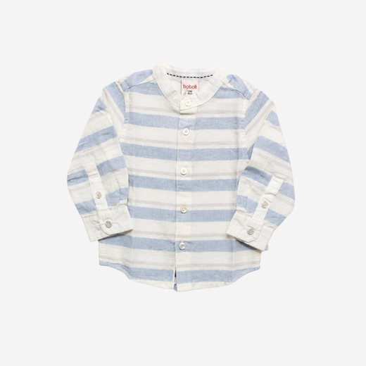 Camicia - Boboli Azzurra a Righe con Collo Coreana