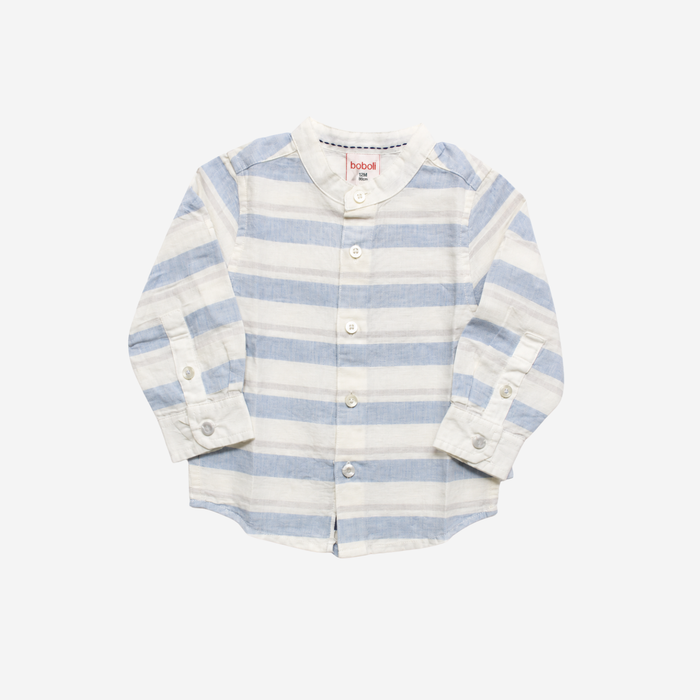 Camicia - Boboli Azzurra a Righe con Collo Coreana