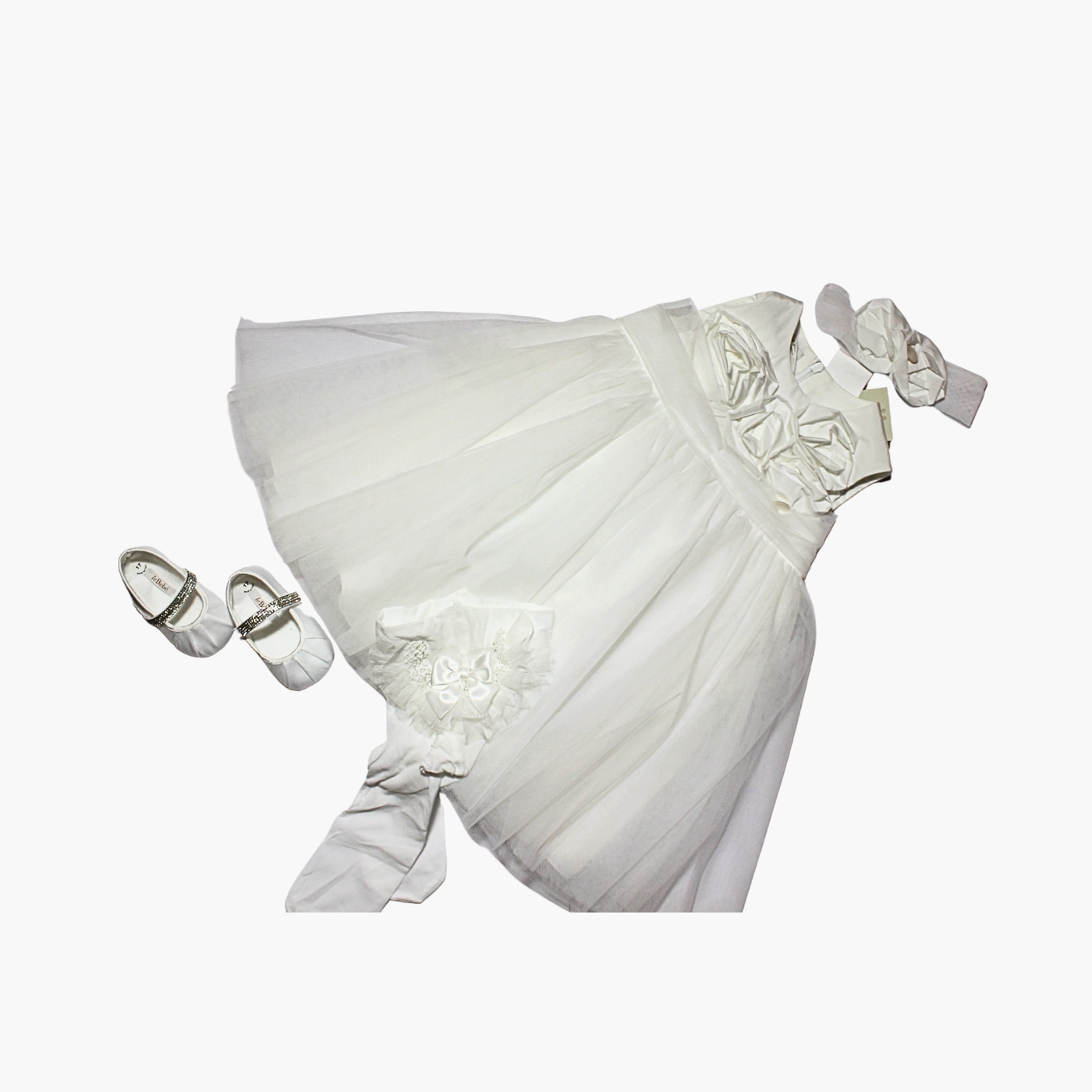 Set Vestito - Le Bebe con Fascia, Collant e Scarpe
