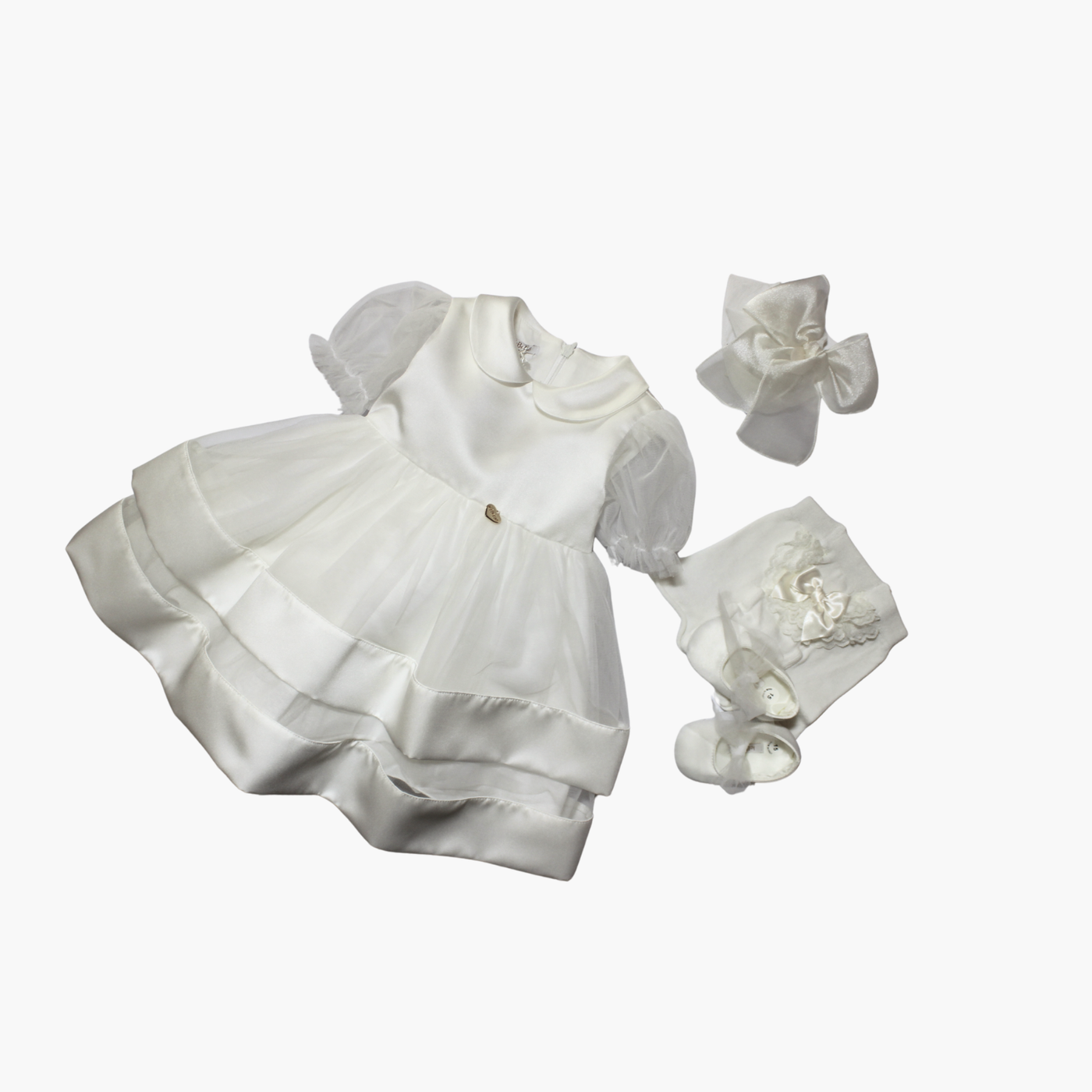 Set Vestito - Le Bebè con Fascia e Scarpe Panna