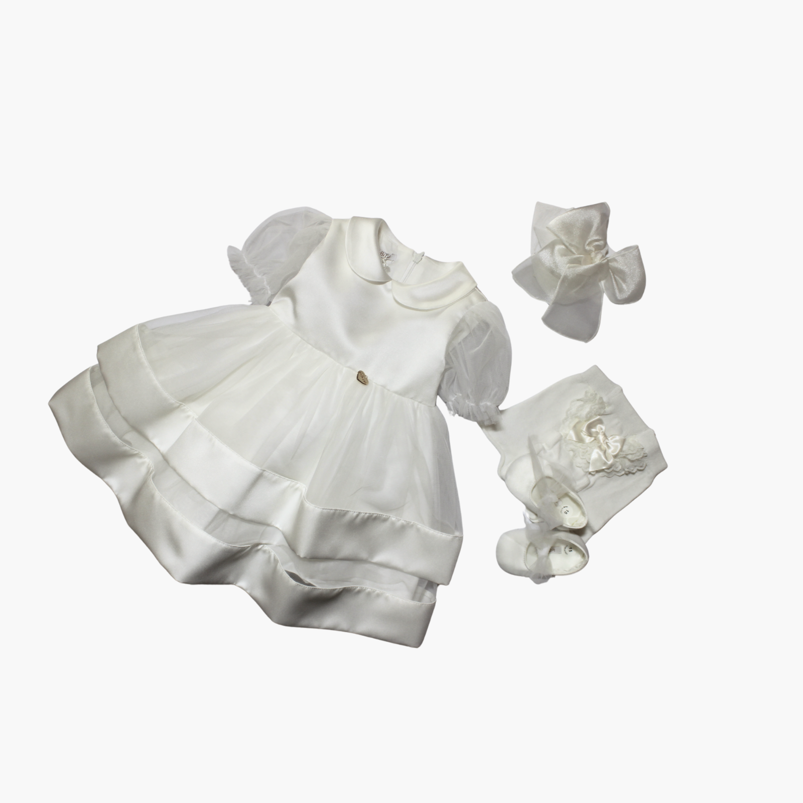 Set Vestito - Le Bebè con Fascia e Scarpe Panna