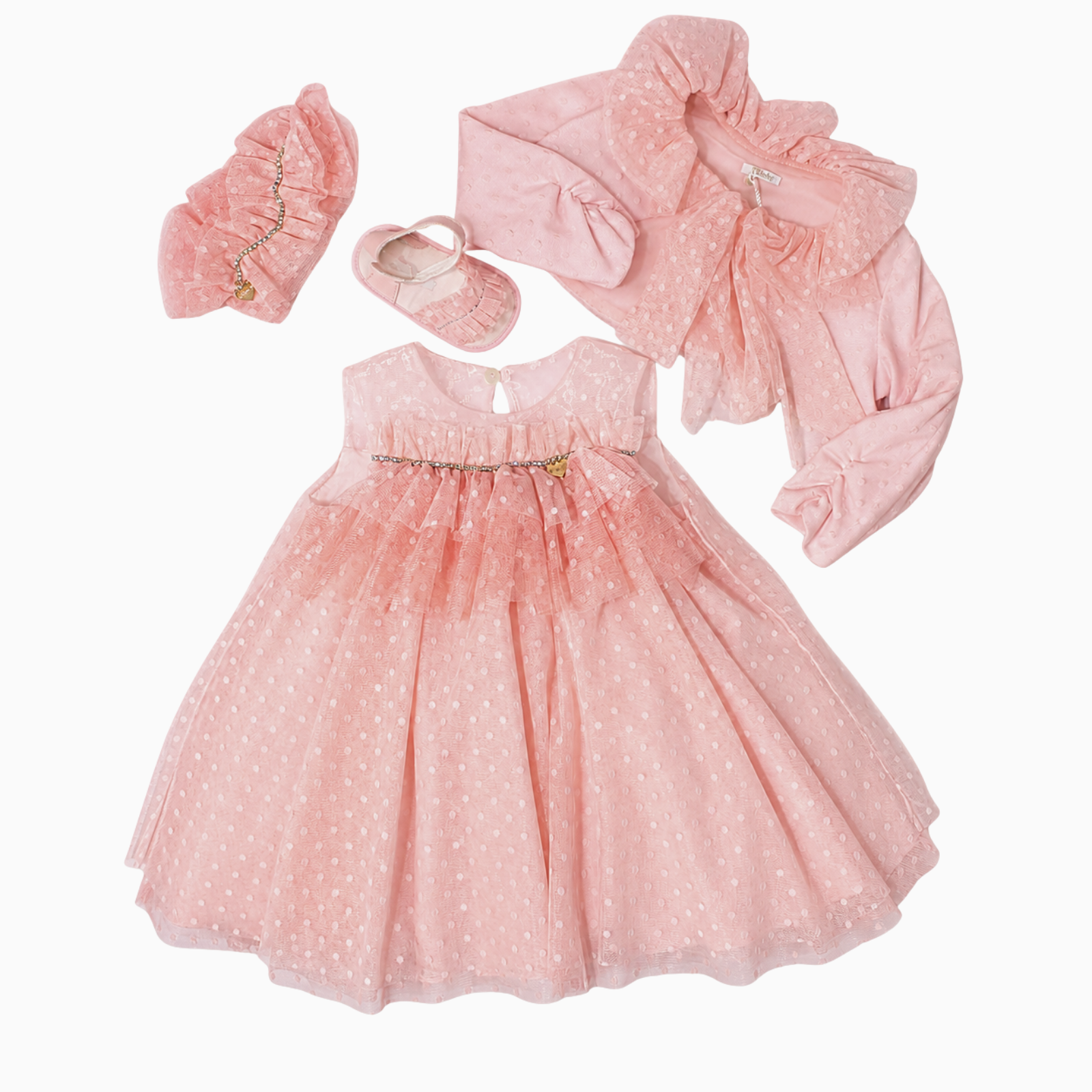 Set Cerimonia - Le Bebe Vestito, Coprispalle e Sandali