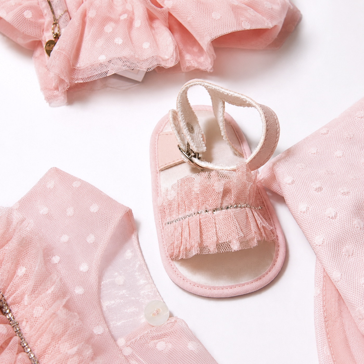 Set Cerimonia - Le Bebe Vestito, Coprispalle e Sandali