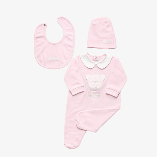 Coordinato Baby - Le Bebe con Tutina Orsetto, Cappello e Bavetta