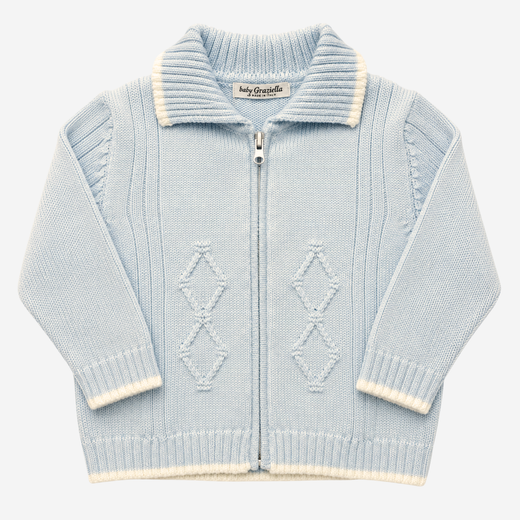 Cardigan - Baby Graziella Celeste con Cerniera