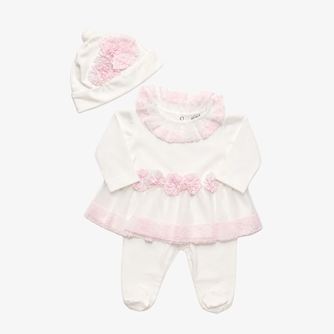 Coordinato - Aletta Bianco e Rosa con Cappello