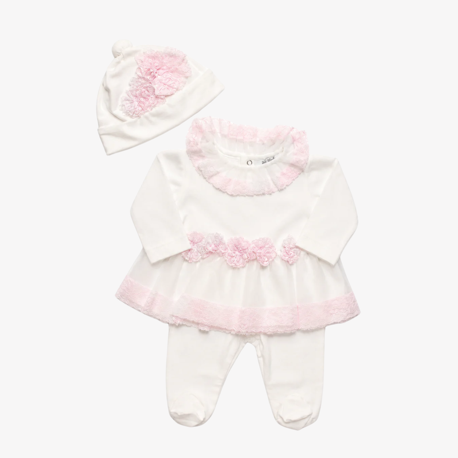 Coordinato - Aletta Bianco e Rosa con Cappello