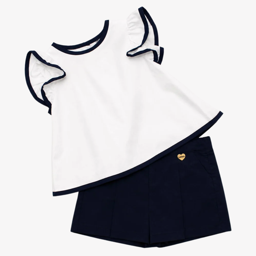 Completo Casacca - Le Bebé con Shorts Blu