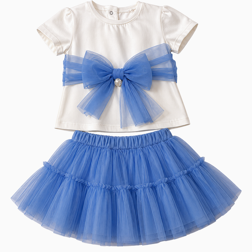 Completo Due Pezzi - Le Bebe con Maglia e Gonna in Tulle