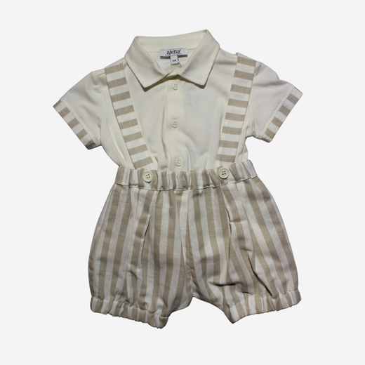 Completo - Aletta con Salopette Beige a Righe