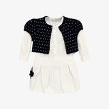 Completo - Bebebò Gonna Camicia e Cardigan a Pois