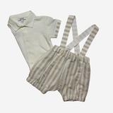 Completo - Aletta con Salopette Beige a Righe