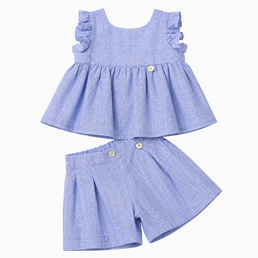 Completo in Lino - Le Bebe con Casacca e Pantaloncino