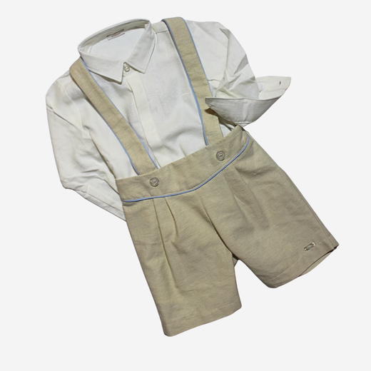 Completo - Le Bebè con Bermuda, Bretelle e Camicia in Lino