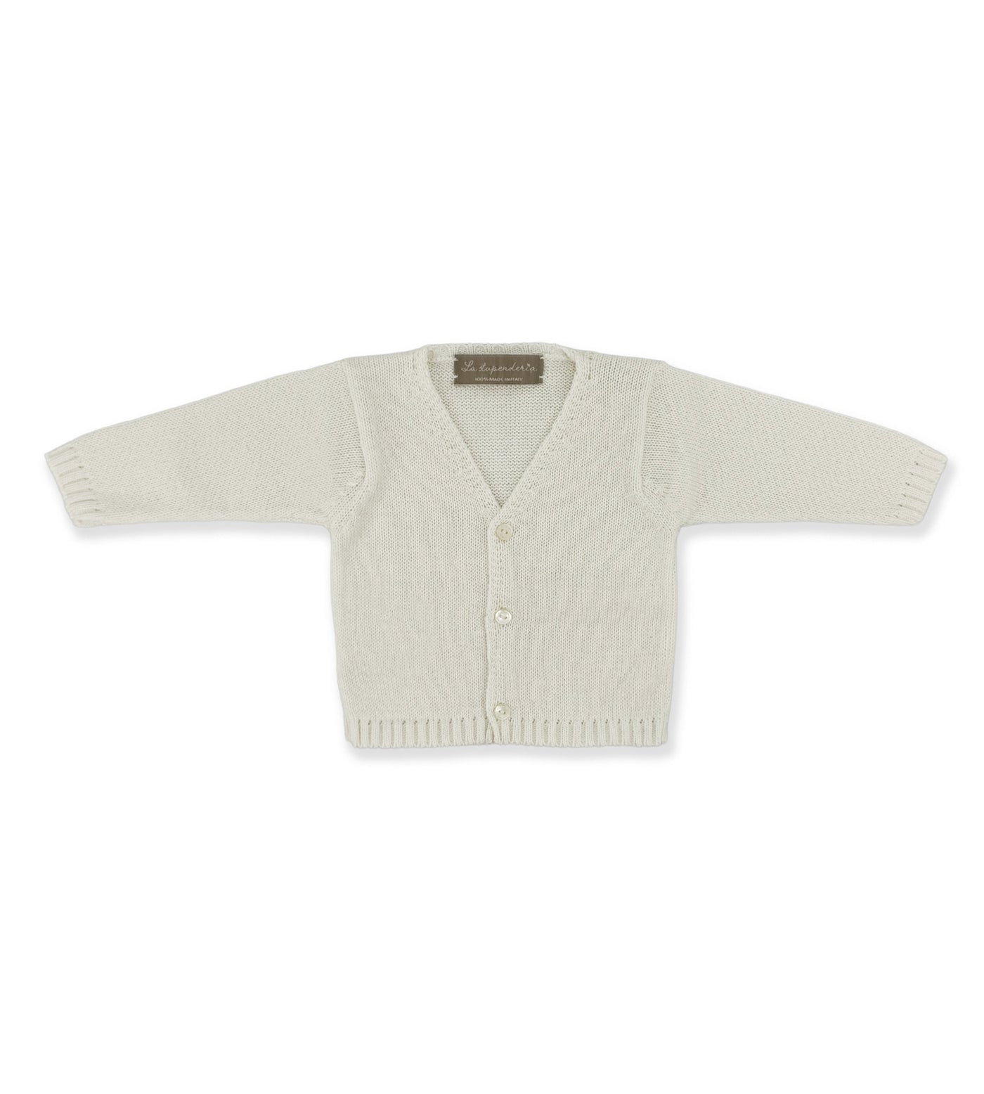 Cardigan La Stupenderia da neonato beige con scollo a V e bottoni