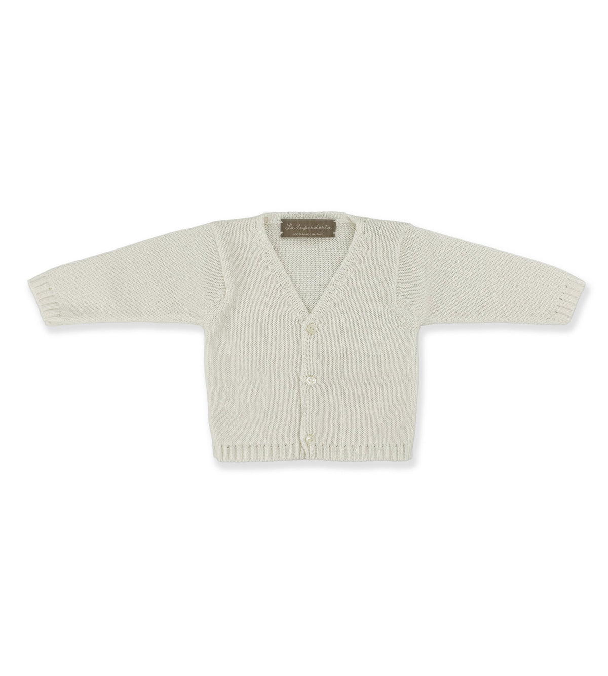 Cardigan La Stupenderia da neonato beige con scollo a V e bottoni
