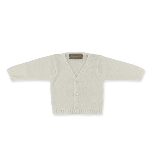 Cardigan La Stupenderia da neonato beige con scollo a V e bottoni