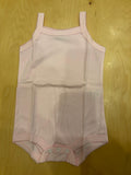 Body neonata rosa in cotone con spalline - Ivory