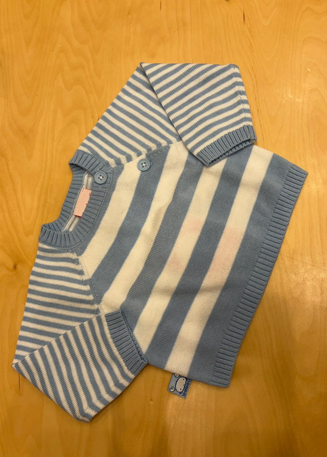 Maglioncino neonato azzurro e bianco a righe – Boboli