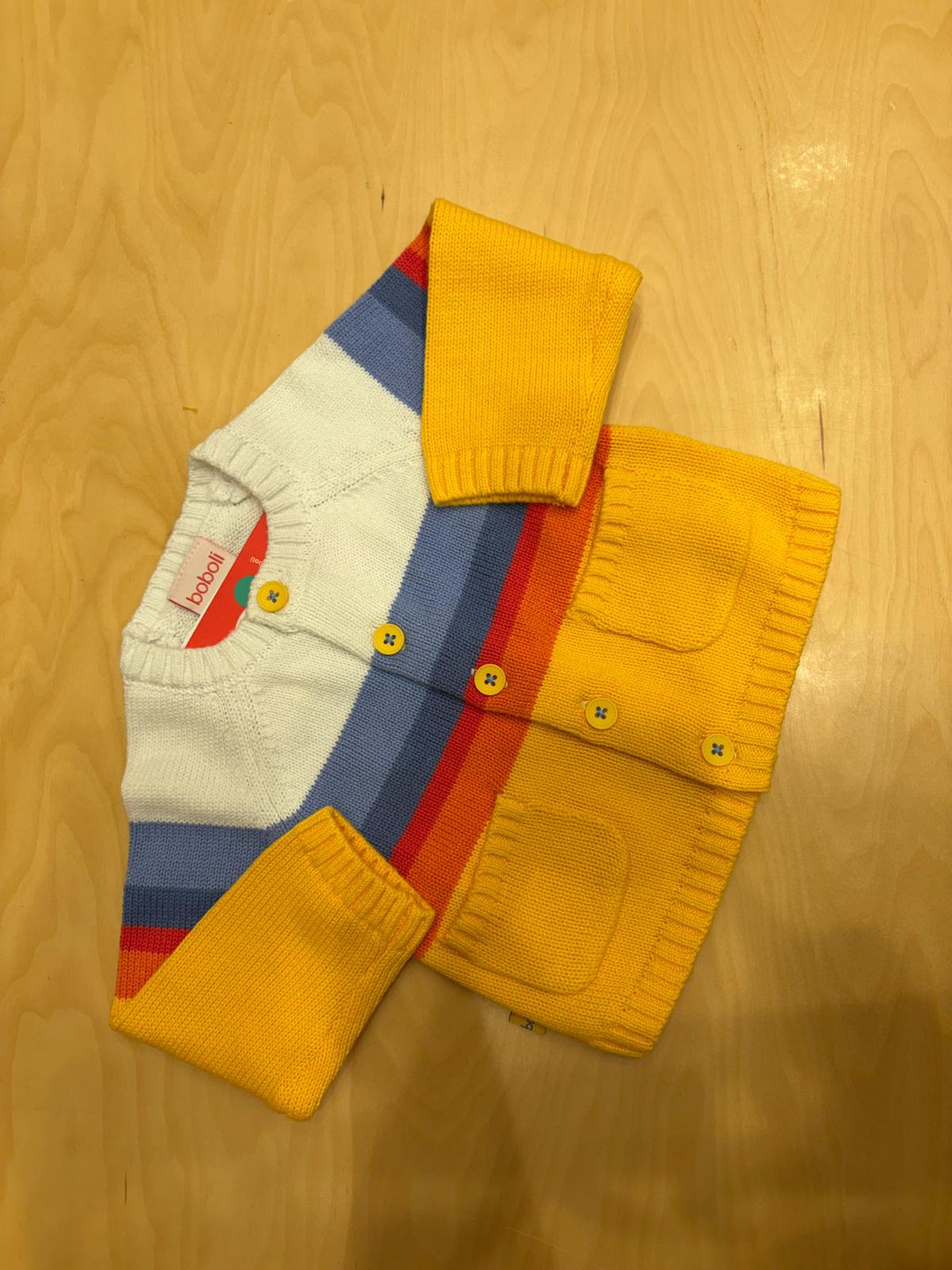 Cardigan neonato giallo con righe multicolor – Boboli