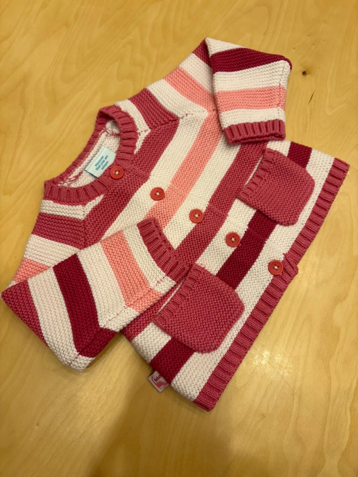 Cardigan neonata a righe rosa e bianche – Boboli