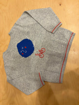 Cardigan neonato grigio con ricamo bicicletta