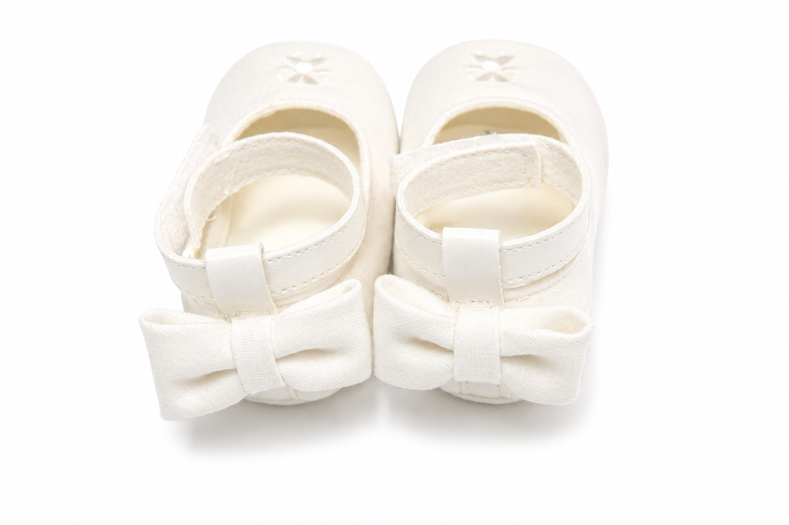 Ballerine Neonata Avorio con Ricamo e Nastri in Raso – Le Bebé