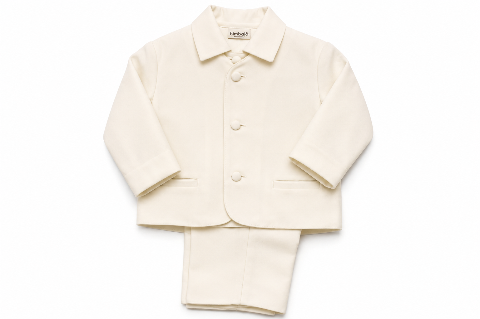 Completo elegante Bimbalò da bambino 3 pezzi panna con giacca, camicia e pantalone