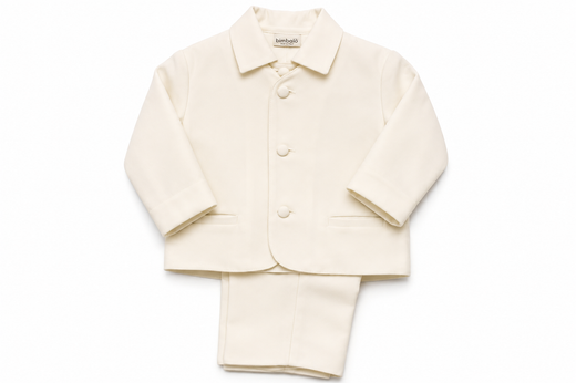 Completo elegante Bimbalò da bambino 3 pezzi panna con giacca, camicia e pantalone