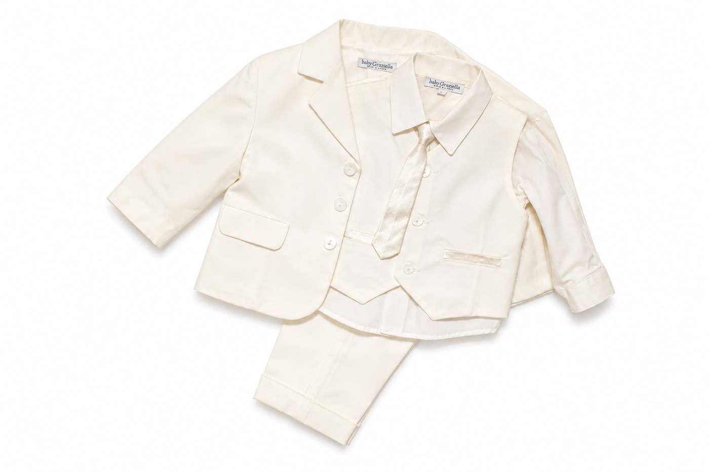 Completo Elegante Bambino 5 Pezzi Panna – Baby Graziella
