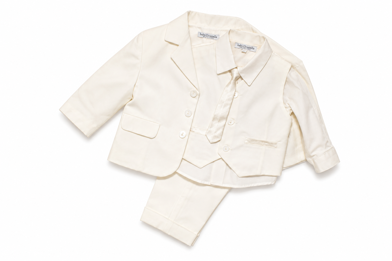 Completo Elegante Bambino 5 Pezzi Panna – Baby Graziella