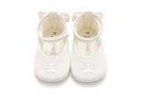 Ballerine Neonata Avorio con Ricamo e Nastri in Raso – Le Bebé